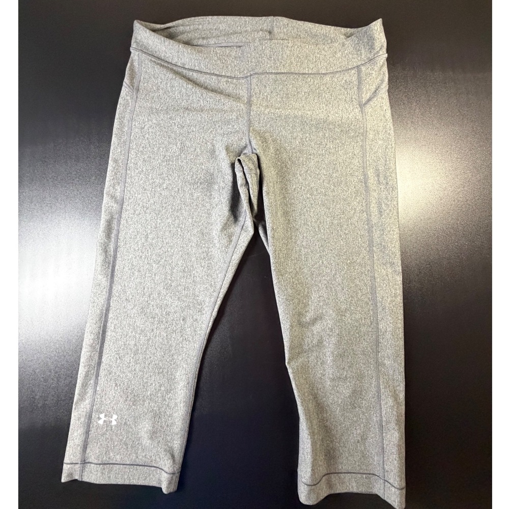 Under Armour HeatGear Women XL Gray Heathered Compression Capri Leggings L1